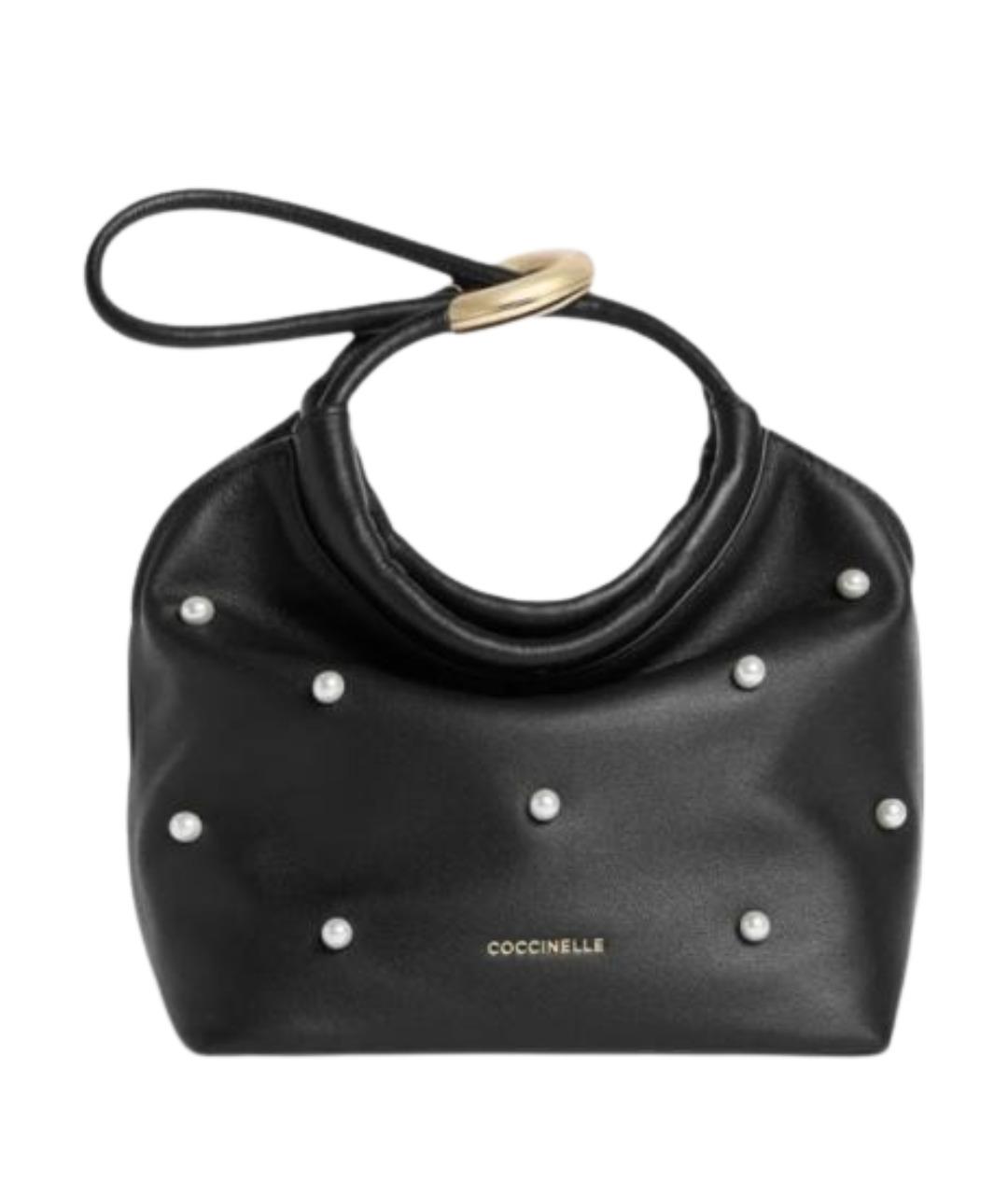 COCCINELLE Черная кожаная сумка с короткими ручками, фото 1