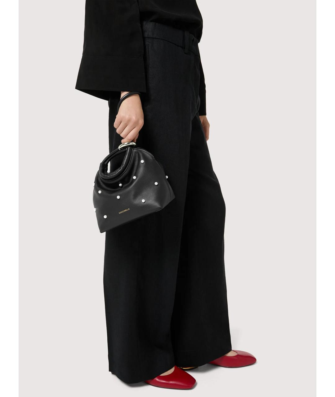COCCINELLE Черная кожаная сумка с короткими ручками, фото 2
