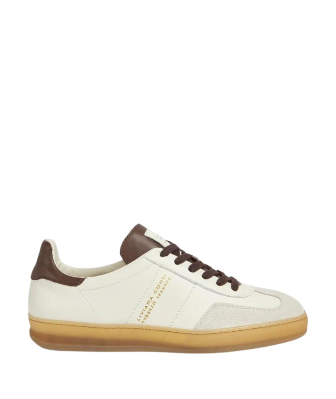 LIVIANA CONTI Бежевые кожаные кроссовки, фото 1