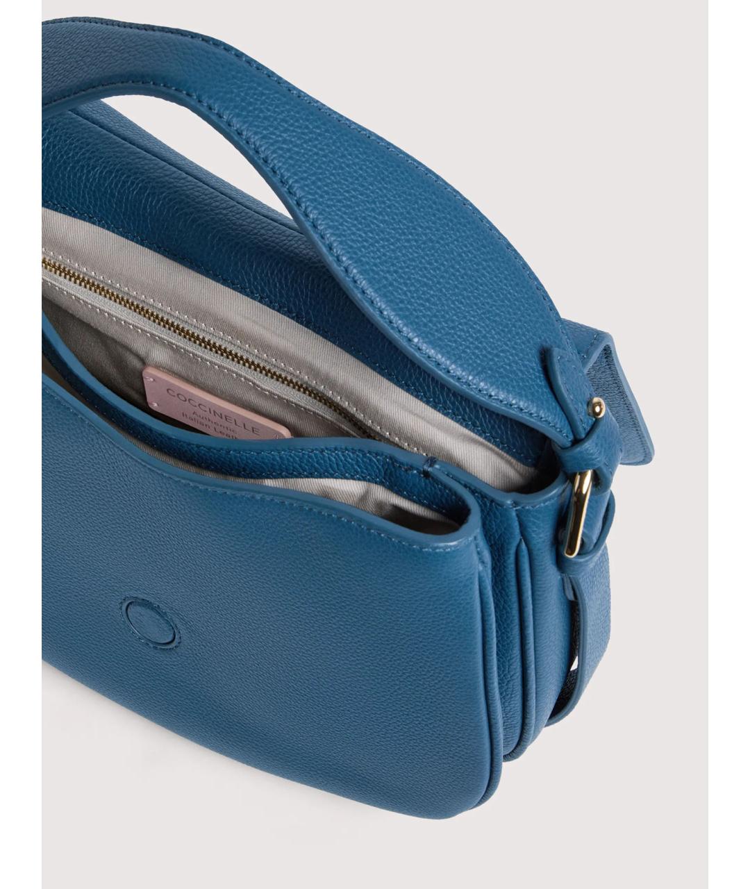 COCCINELLE Синяя кожаная сумка через плечо, фото 3