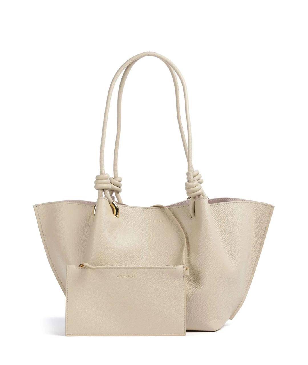 COCCINELLE Бежевая кожаная сумка тоут, фото 2
