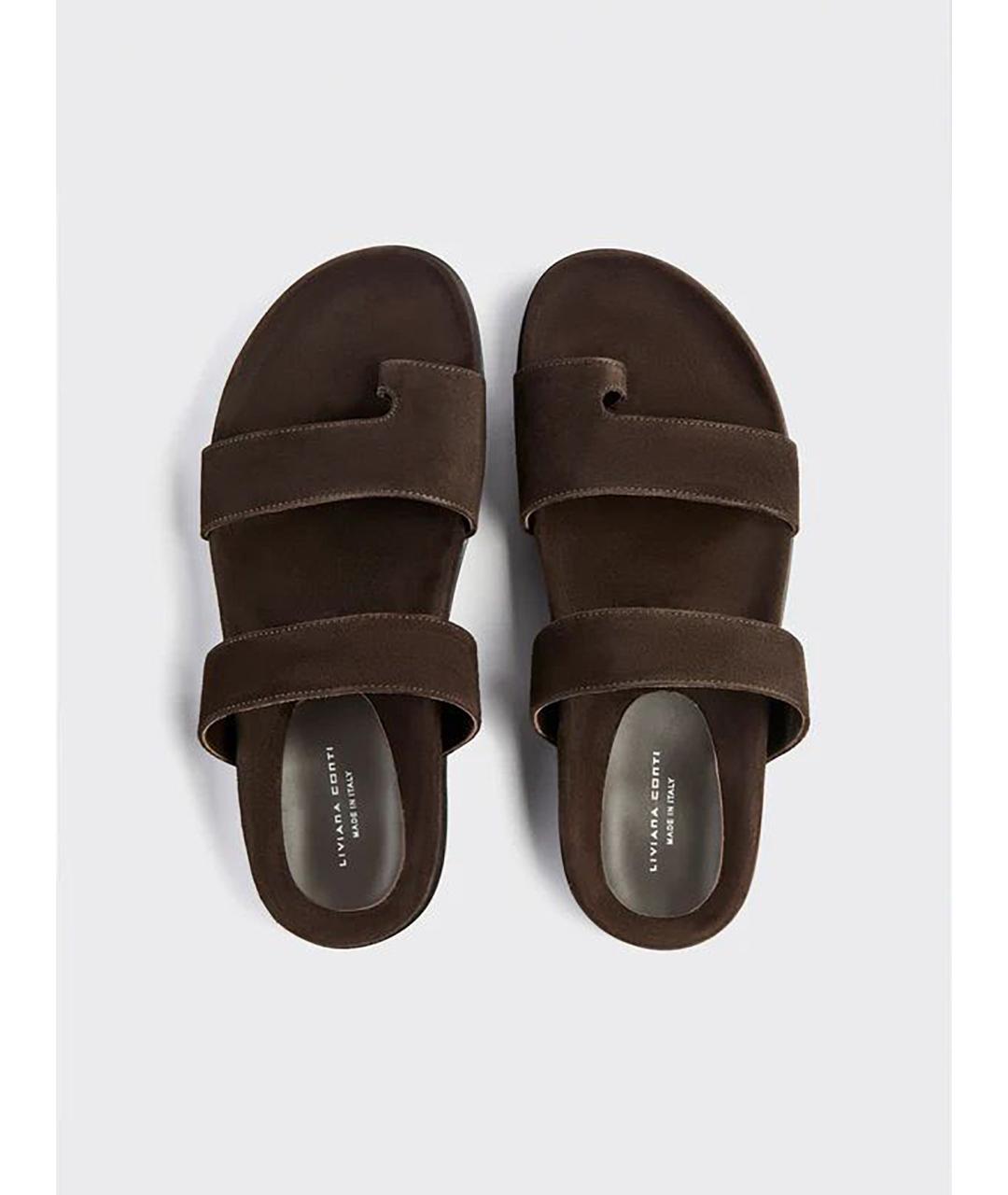 LIVIANA CONTI Коричневые кожаные сандалии, фото 3