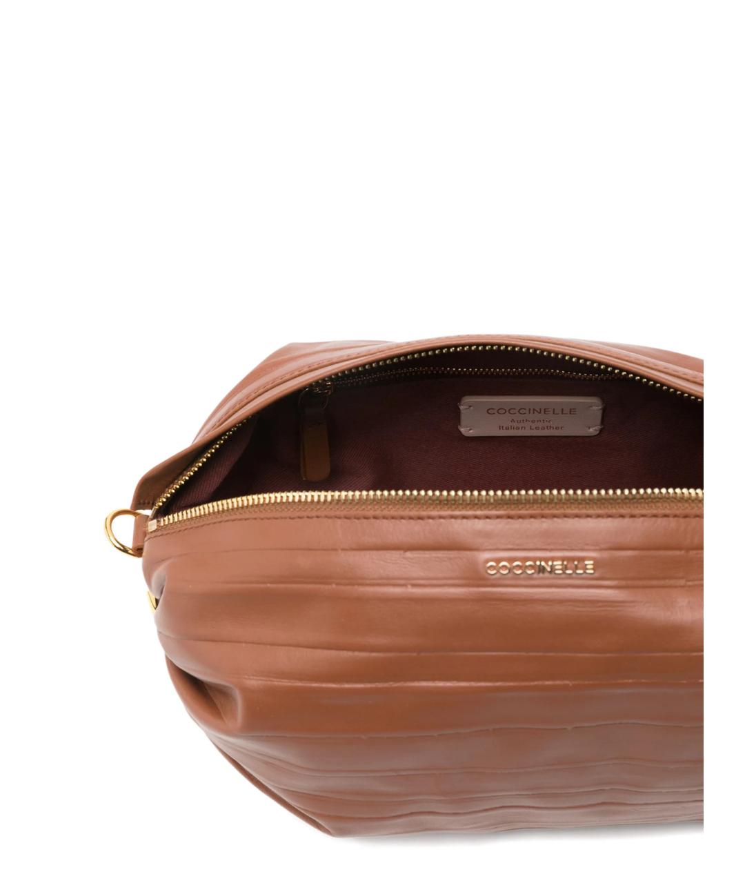 COCCINELLE Коричневая кожаная сумка через плечо, фото 5