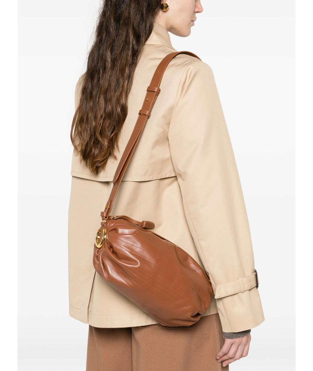 COCCINELLE Коричневая кожаная сумка через плечо, фото 2