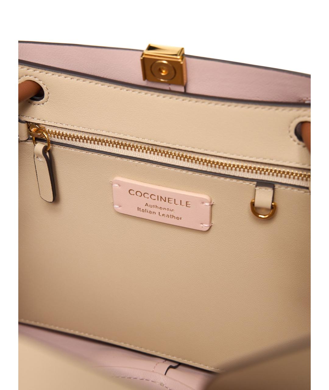 COCCINELLE Бежевая кожаная сумка через плечо, фото 3