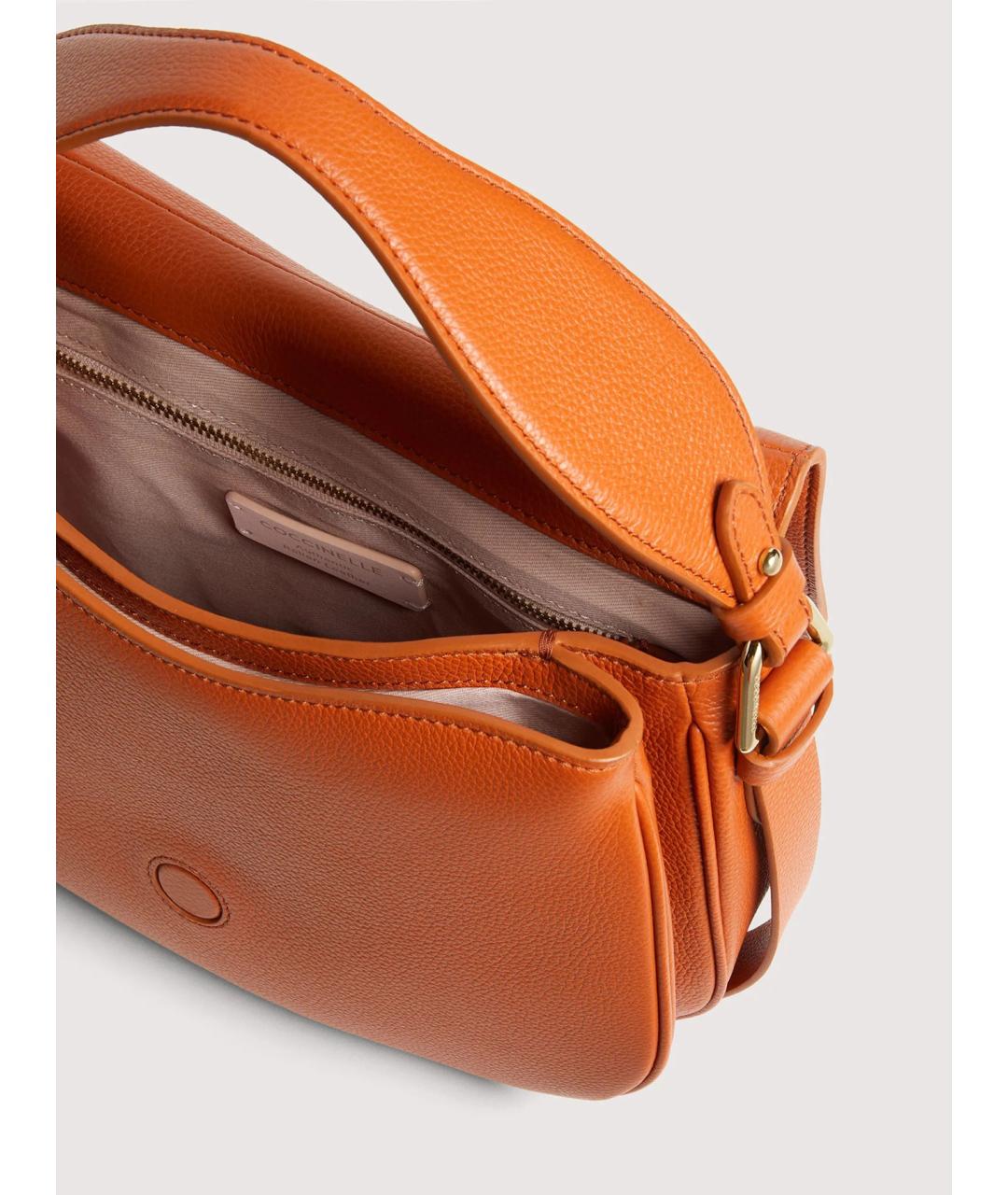 COCCINELLE Оранжевая кожаная сумка через плечо, фото 3