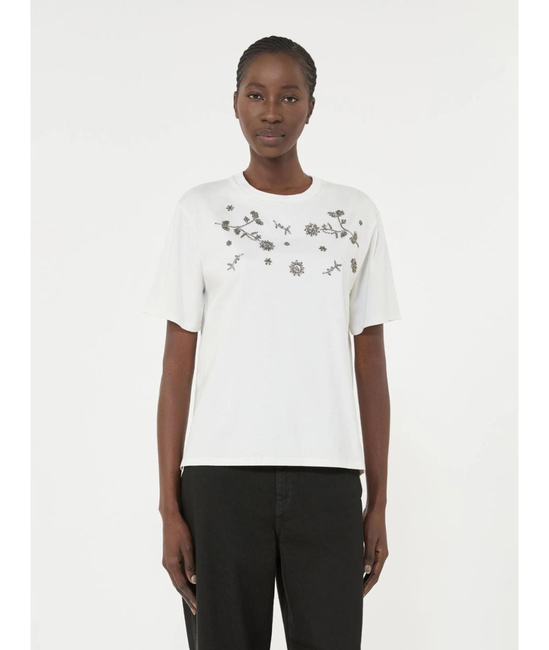 WEEKEND MAX MARA Белая хлопковая футболка, фото 3