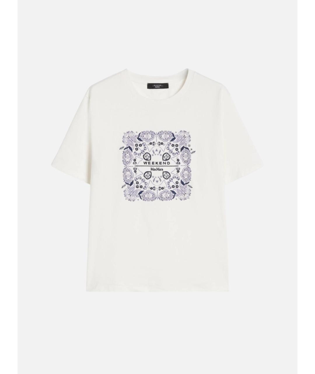 WEEKEND MAX MARA Белая хлопковая футболка, фото 5