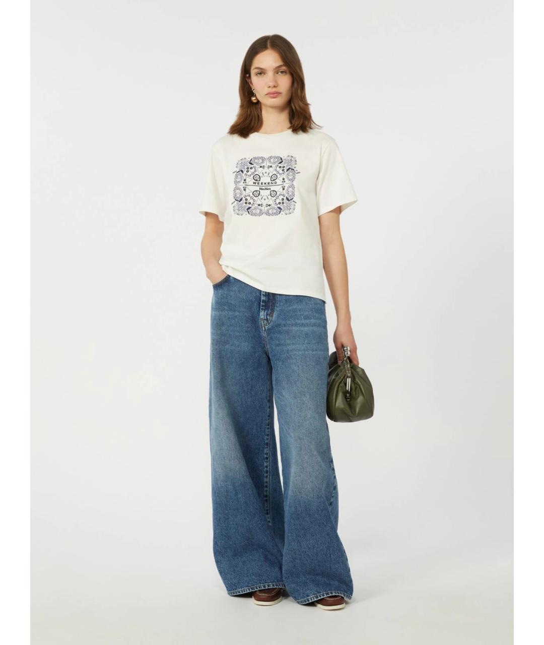 WEEKEND MAX MARA Белая хлопковая футболка, фото 4