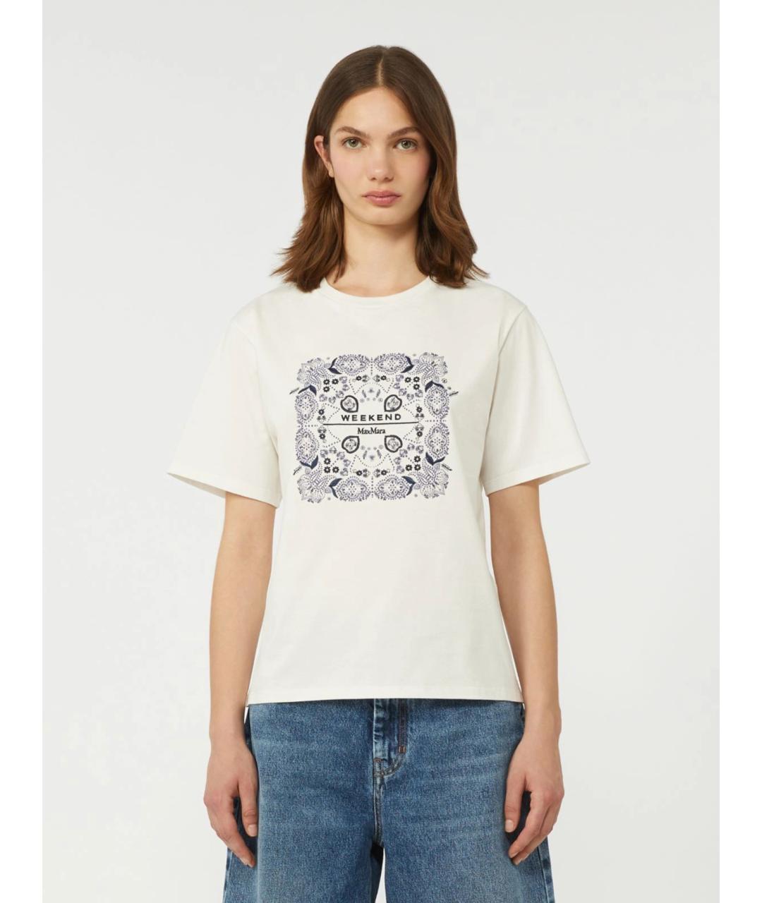 WEEKEND MAX MARA Белая хлопковая футболка, фото 2