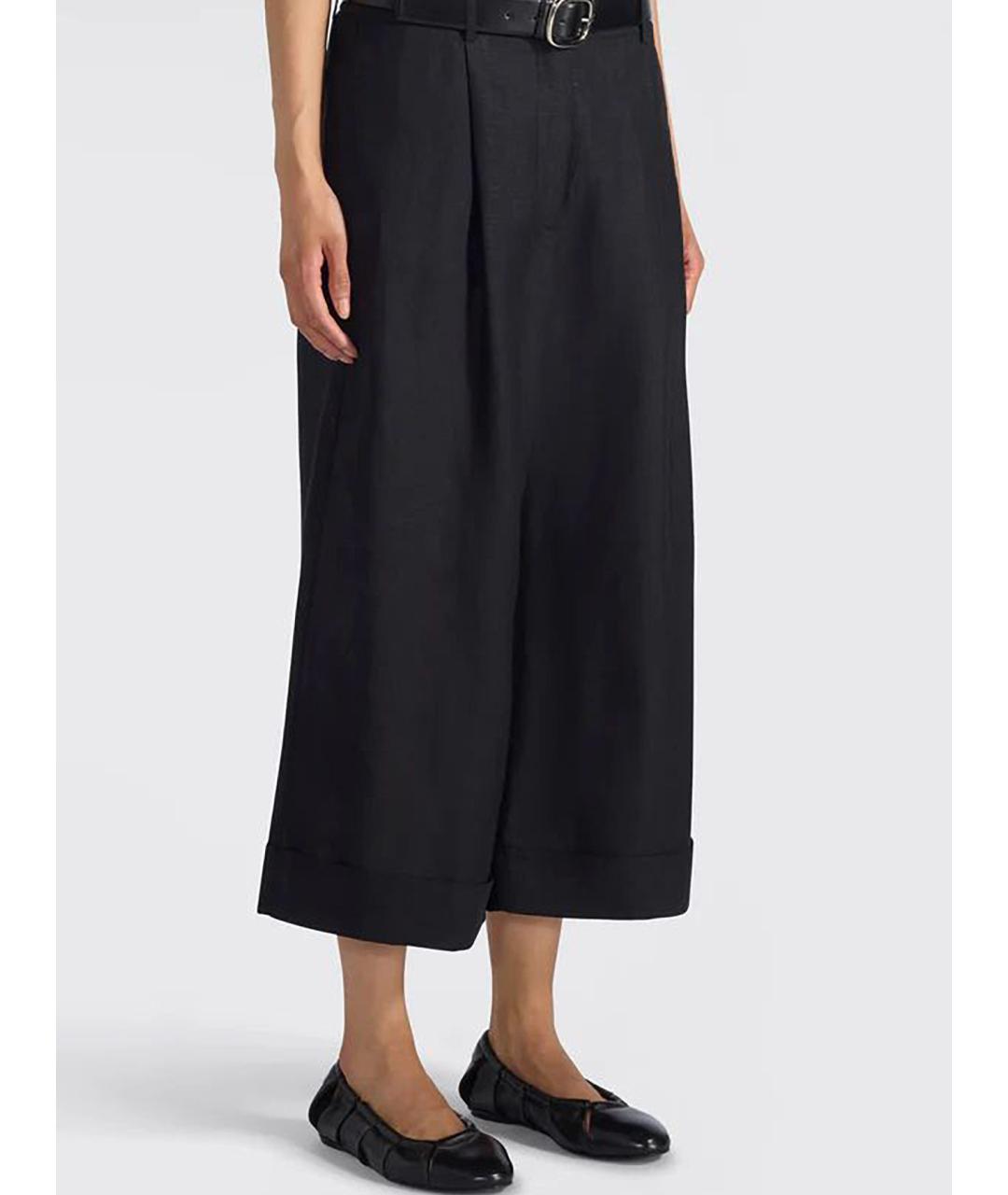 LIVIANA CONTI Черные льняные прямые брюки, фото 3