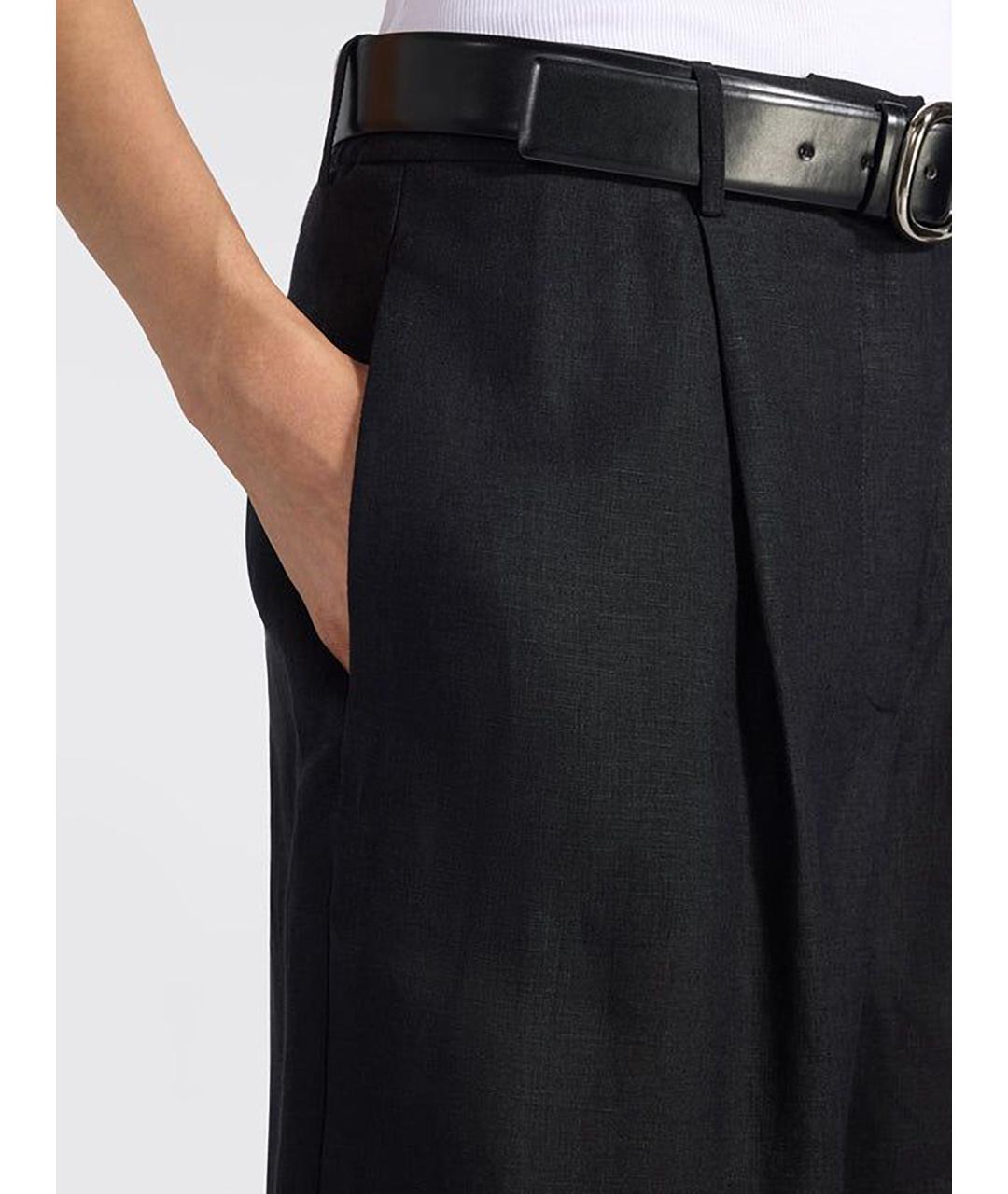 LIVIANA CONTI Черные льняные прямые брюки, фото 5