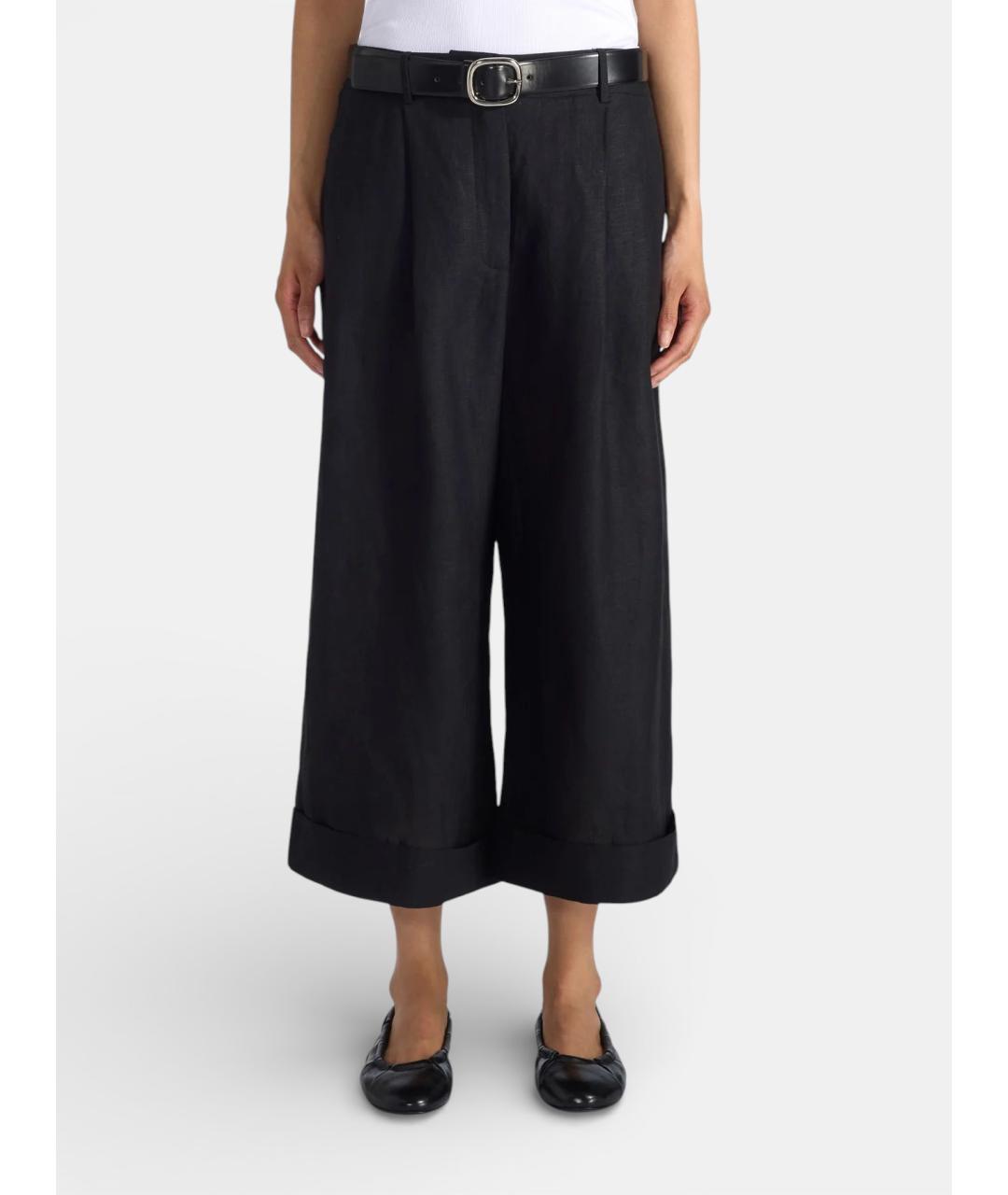 LIVIANA CONTI Черные льняные прямые брюки, фото 6