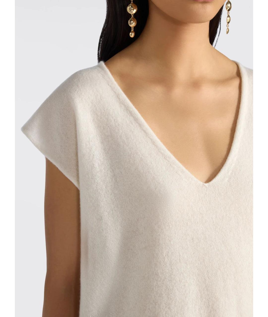 LIVIANA CONTI Белый кашемировый джемпер / свитер, фото 3