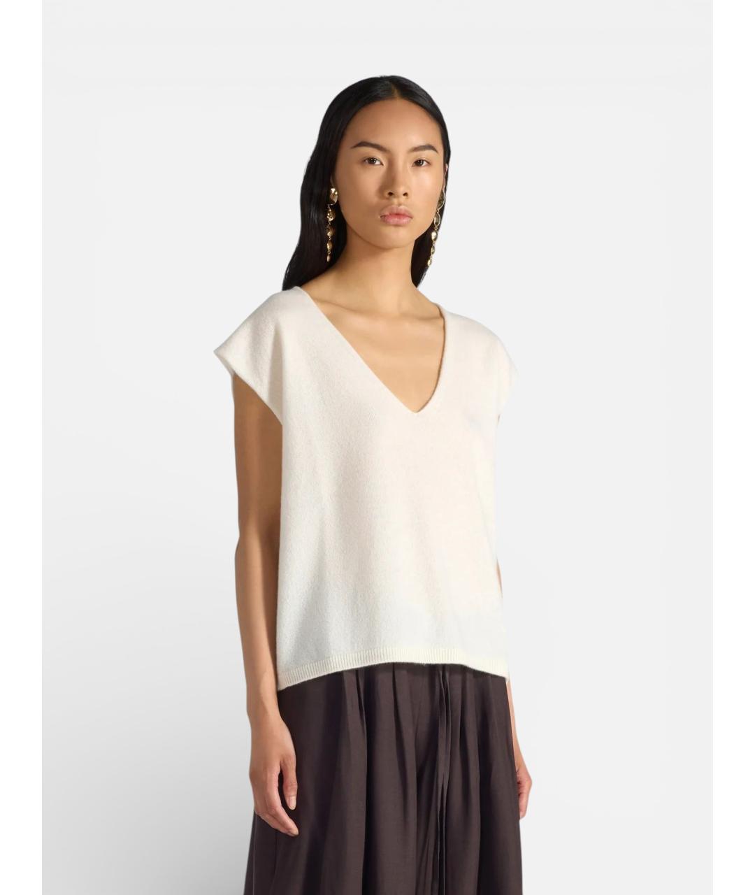 LIVIANA CONTI Белый кашемировый джемпер / свитер, фото 4