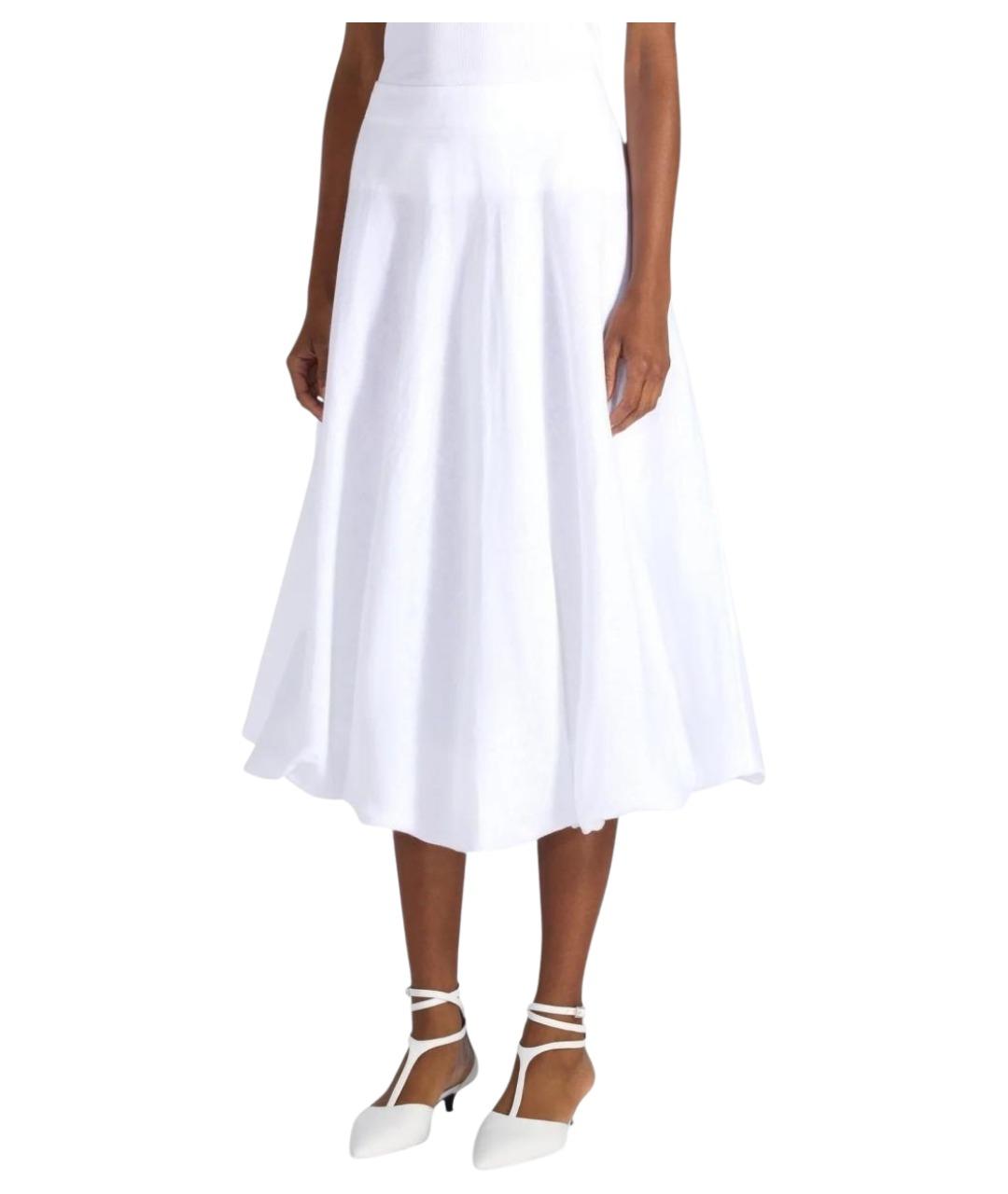 LIVIANA CONTI Белая льняная юбка миди, фото 1