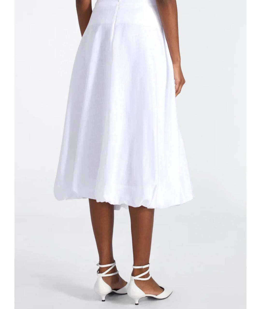 LIVIANA CONTI Белая льняная юбка миди, фото 2