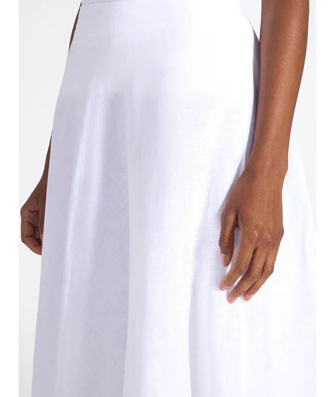 LIVIANA CONTI Белая льняная юбка миди, фото 3