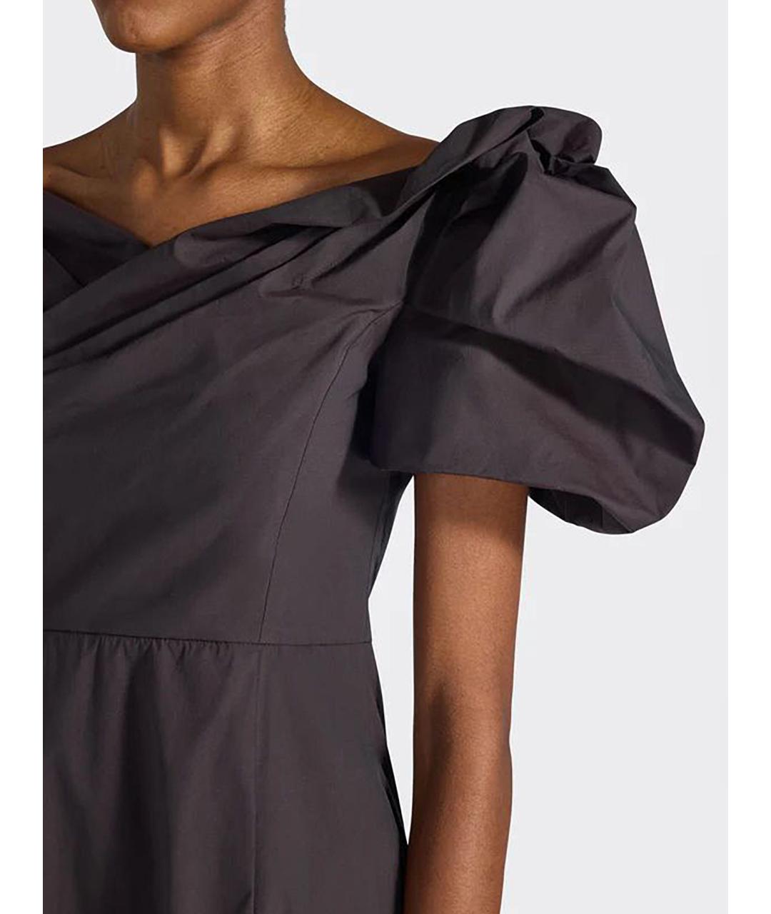 LIVIANA CONTI Коричневое хлопковое коктейльное платье, фото 3