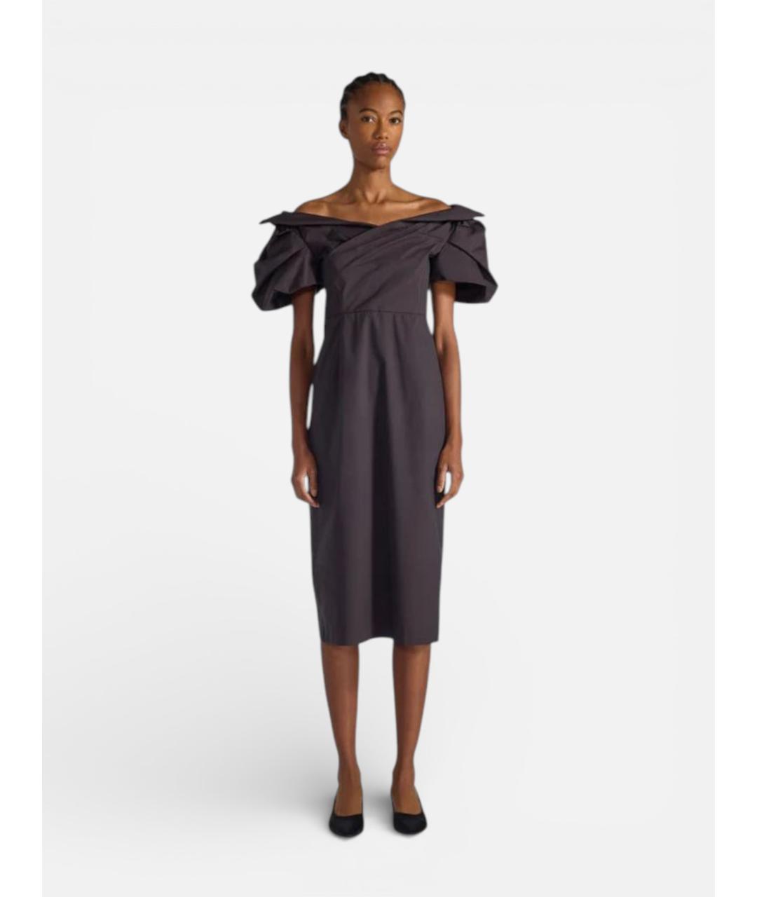 LIVIANA CONTI Коричневое хлопковое коктейльное платье, фото 4