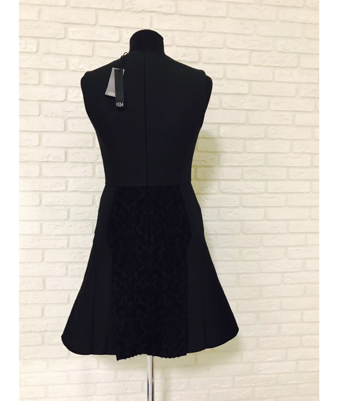 TIBI Черное шерстяное повседневное платье, фото 7