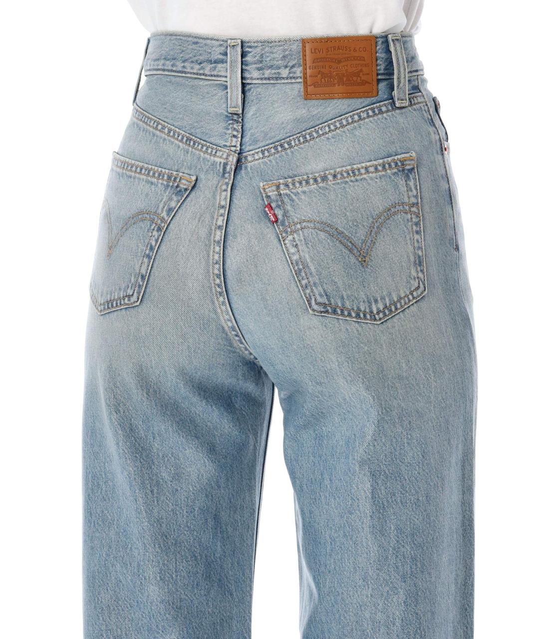 LEVI'S Синие хлопковые прямые джинсы, фото 3