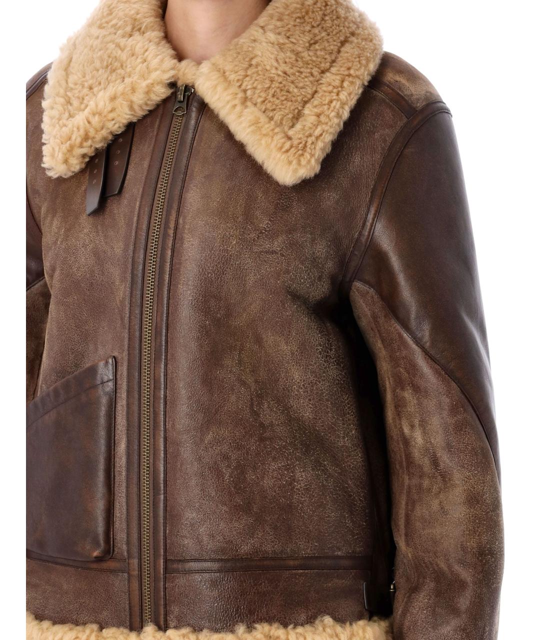 RALPH LAUREN Коричневая кожаная дубленка, фото 3
