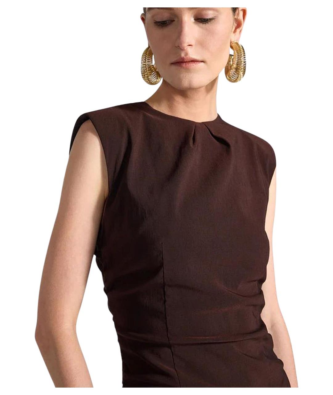 LIVIANA CONTI Коричневое вискозное повседневное платье, фото 4