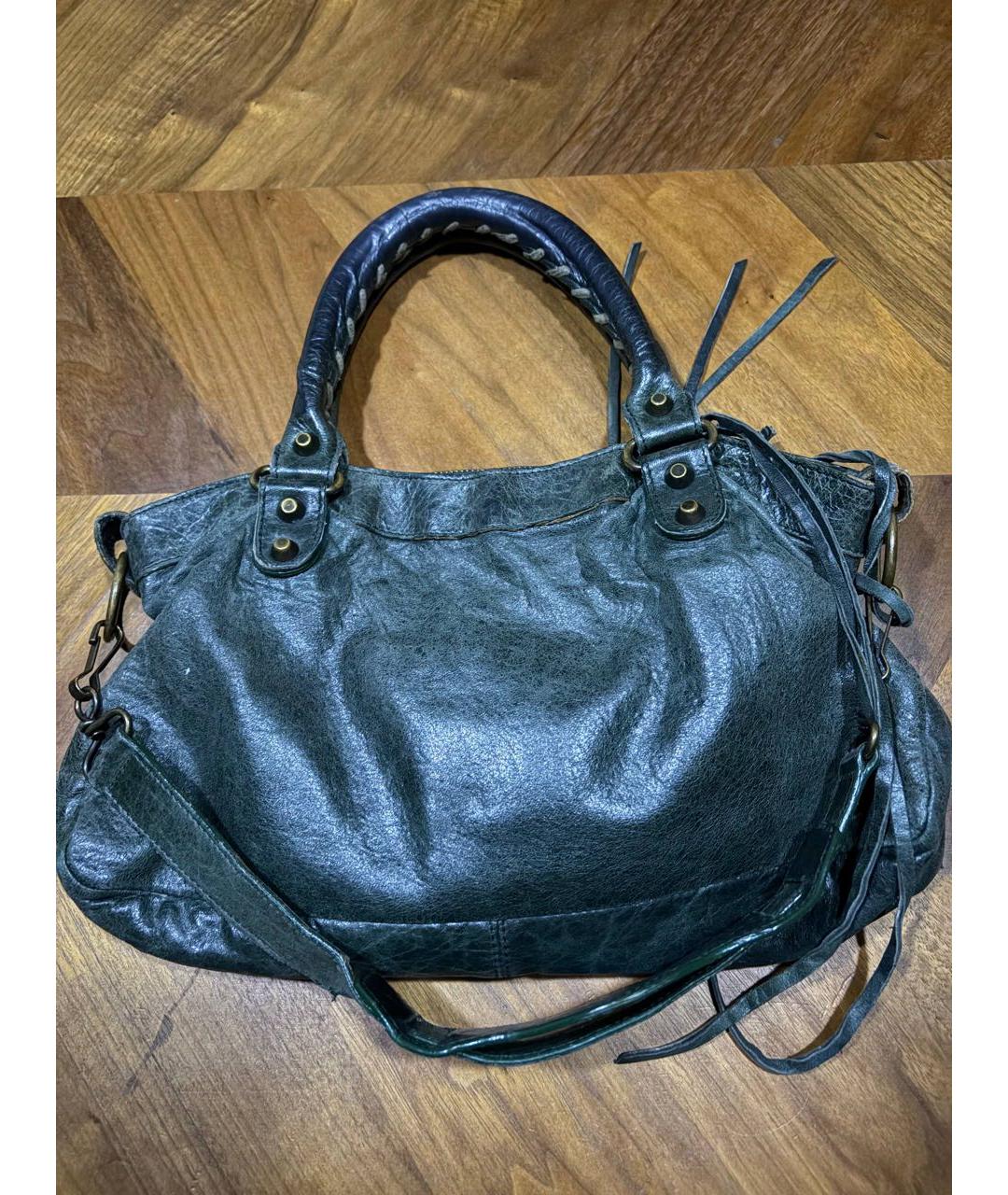 BALENCIAGA Зеленая кожаная сумка с короткими ручками, фото 3