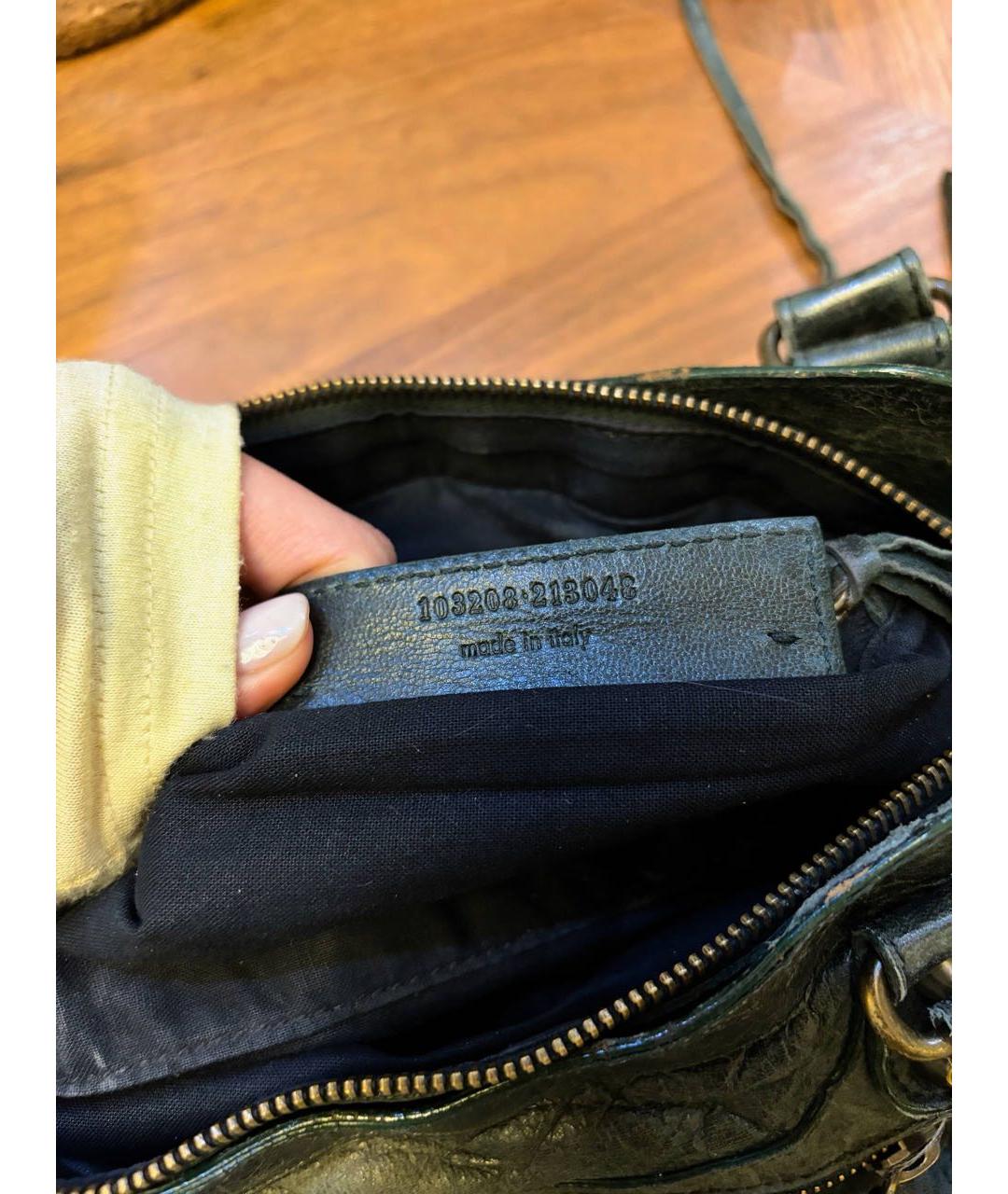 BALENCIAGA Зеленая кожаная сумка с короткими ручками, фото 4