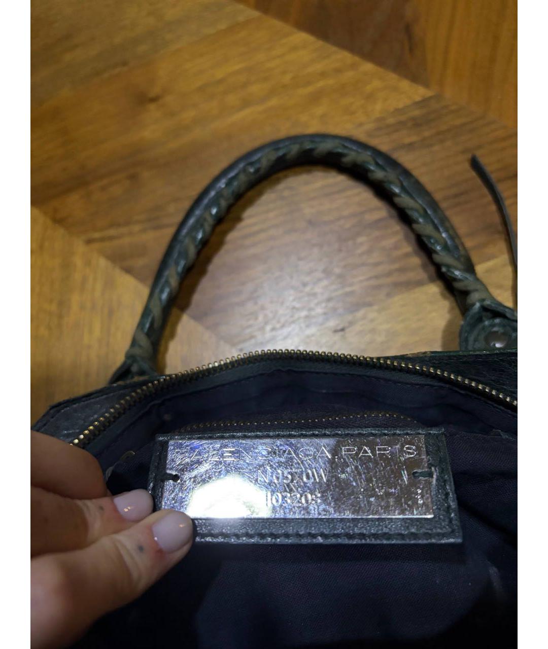 BALENCIAGA Зеленая кожаная сумка с короткими ручками, фото 5