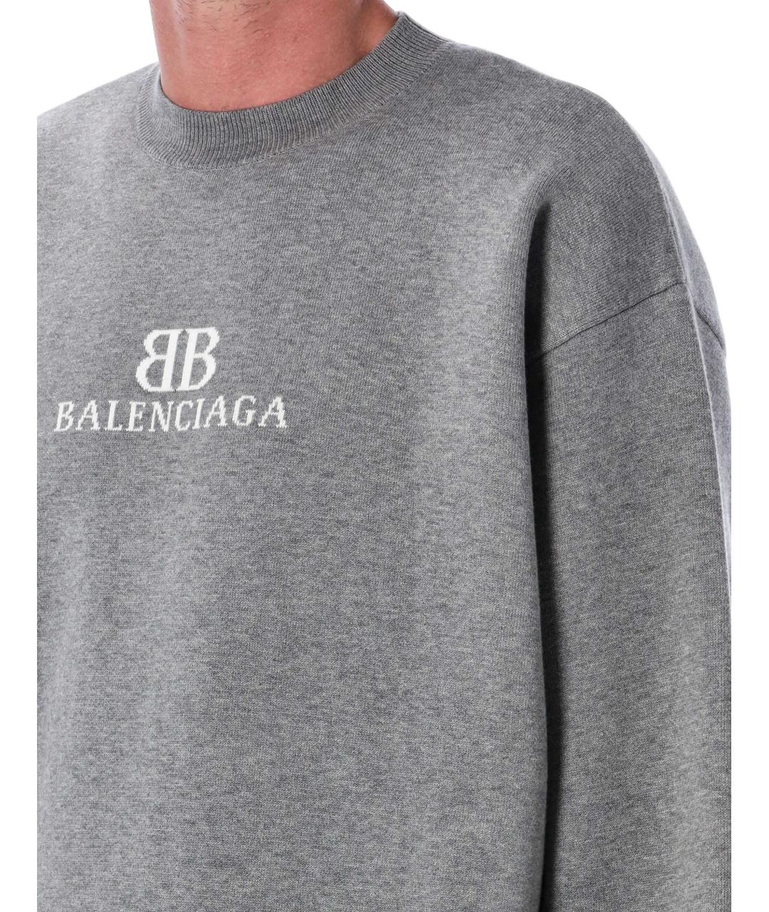 BALENCIAGA Серый хлопковый джемпер / свитер, фото 4