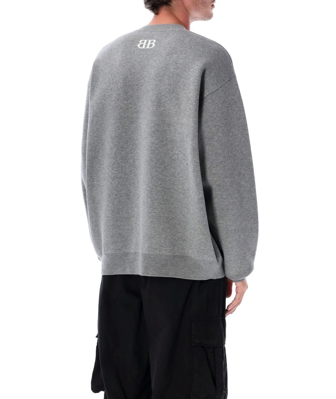 BALENCIAGA Серый хлопковый джемпер / свитер, фото 3