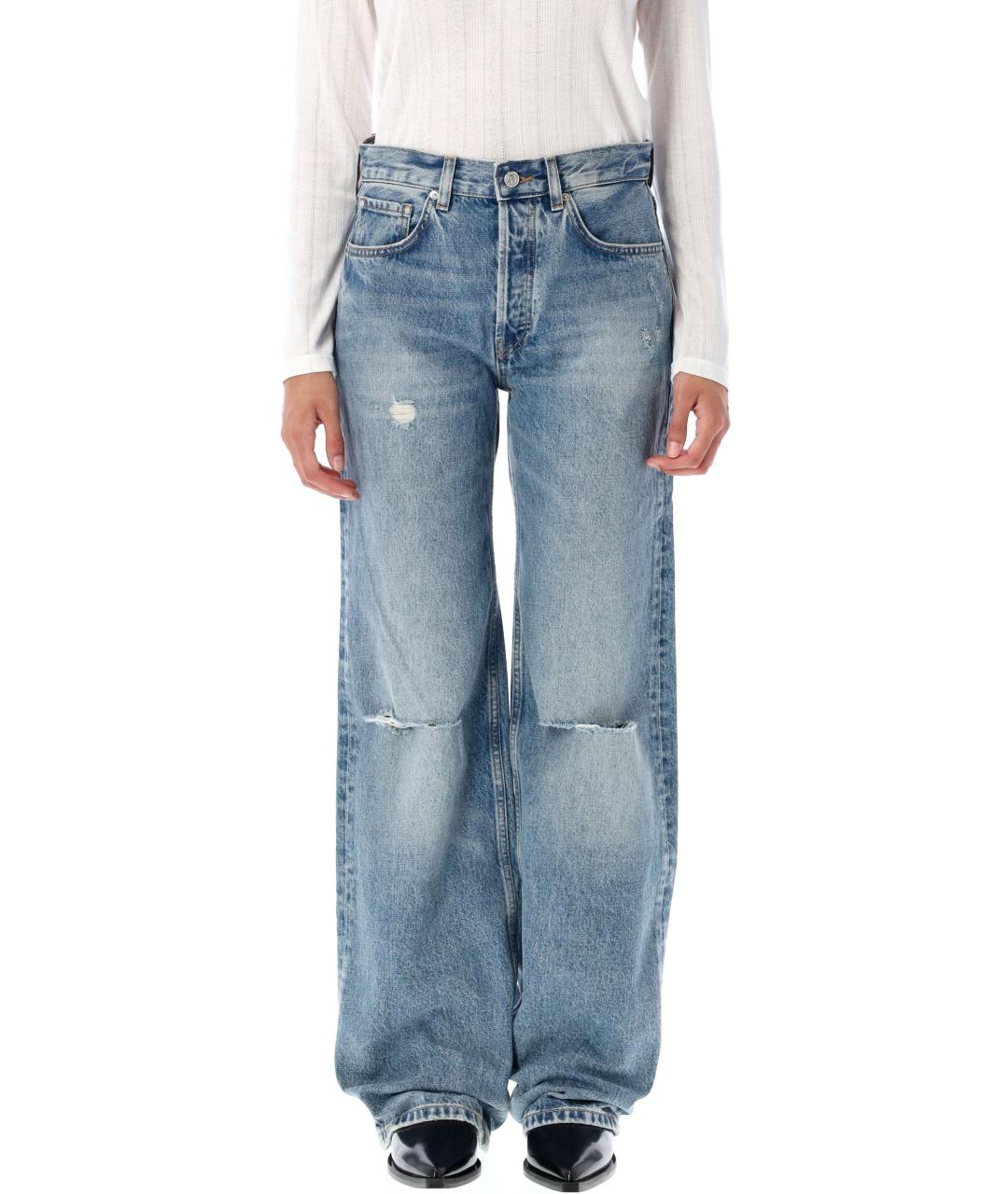 ANINE BING Синие хлопковые прямые джинсы, фото 1