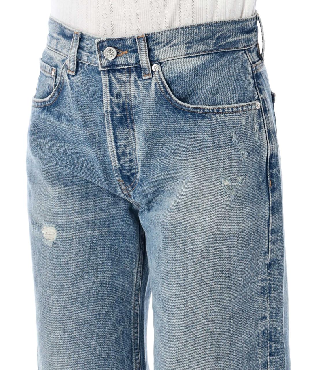 ANINE BING Синие хлопковые прямые джинсы, фото 3