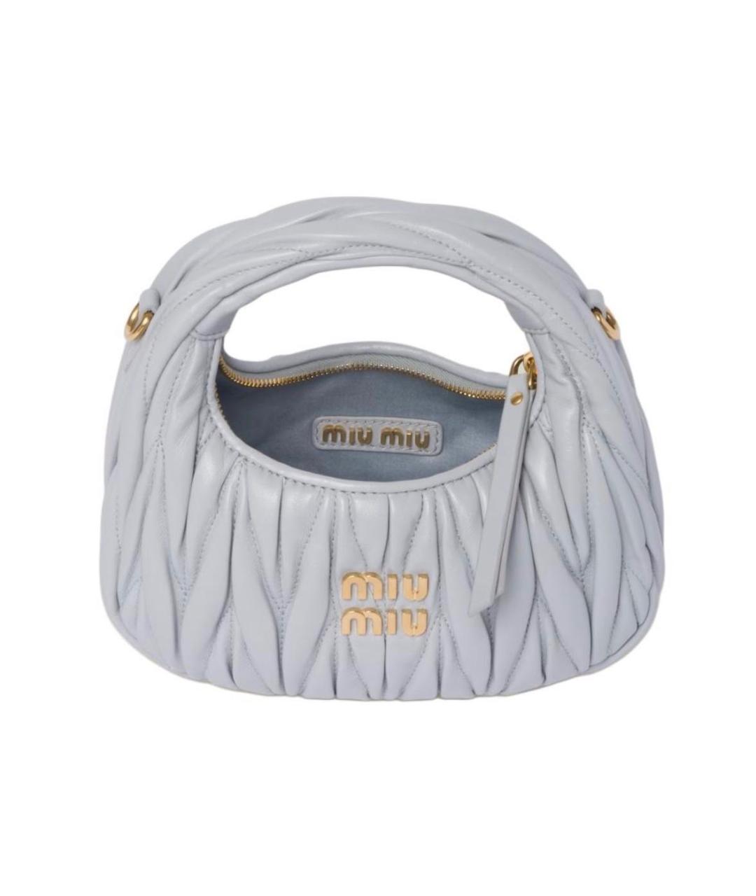 MIU MIU Голубая кожаная сумка с короткими ручками, фото 4