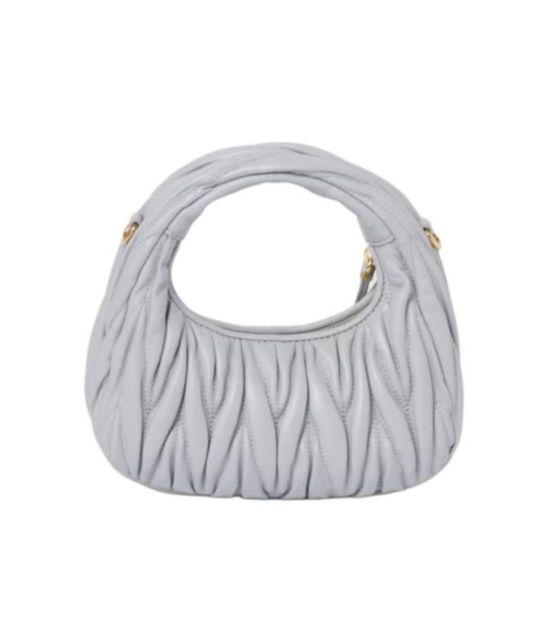 MIU MIU Голубая кожаная сумка с короткими ручками, фото 3