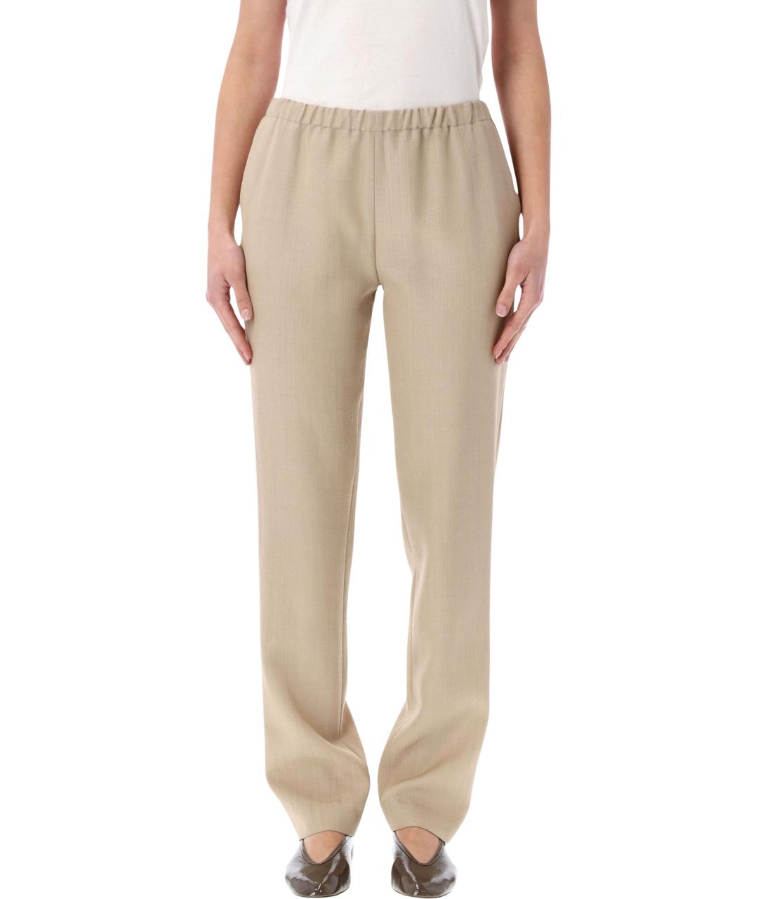 LOULOU STUDIO Бежевые прямые брюки, фото 1