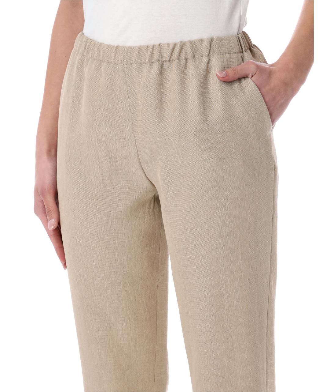 LOULOU STUDIO Бежевые прямые брюки, фото 3