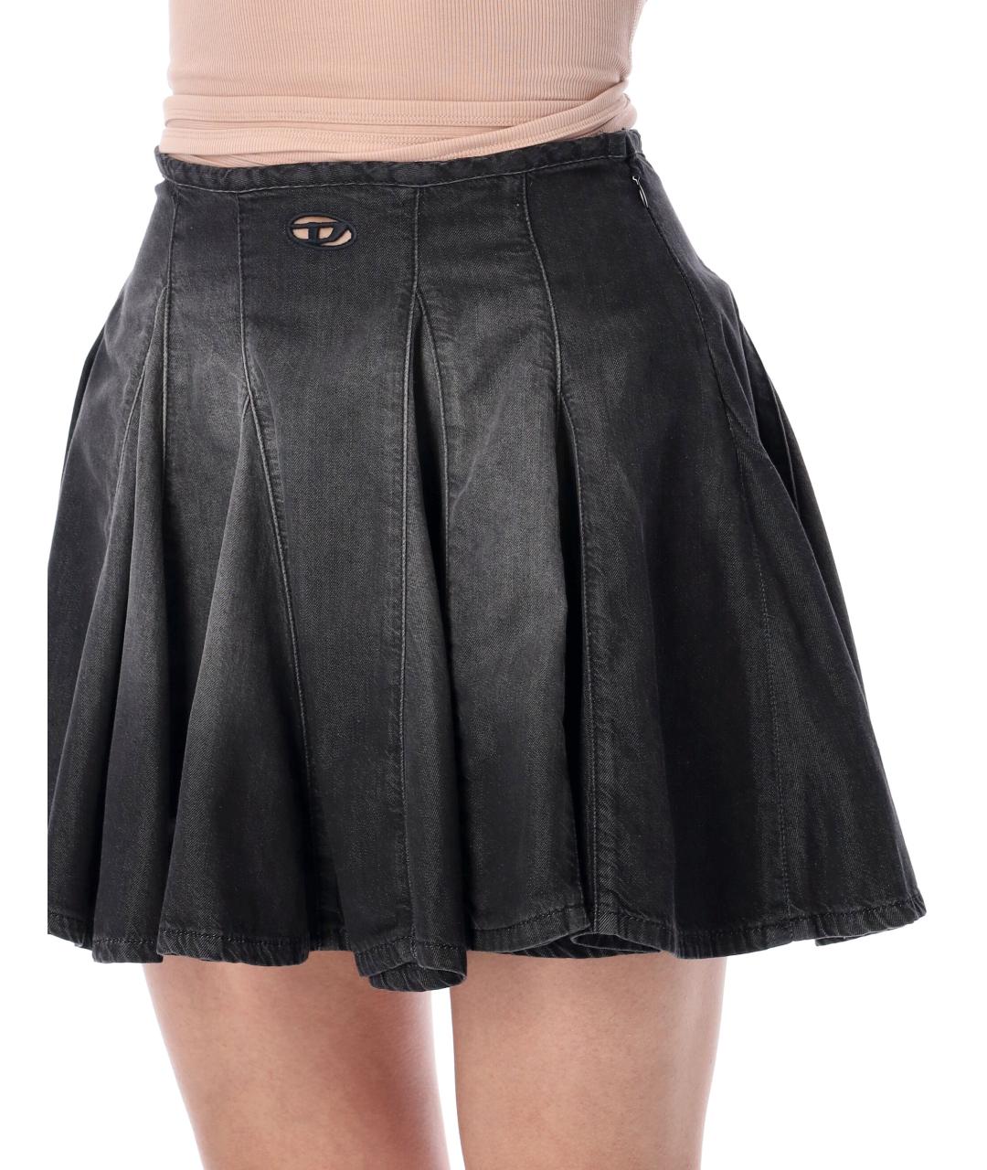 DIESEL Черная хлопковая юбка мини, фото 3