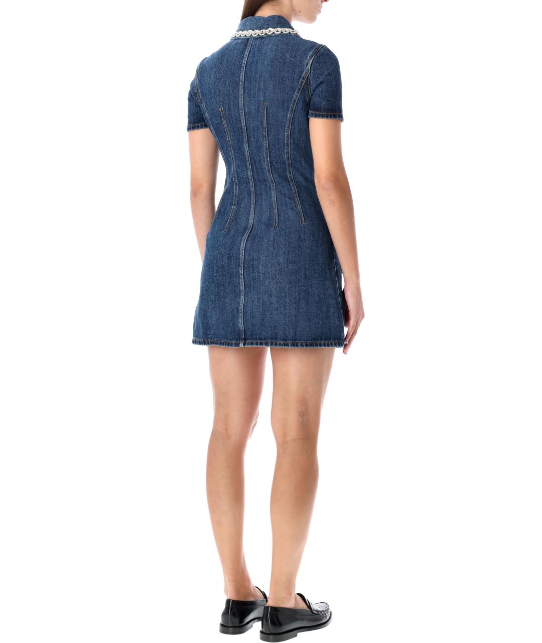 SELF-PORTRAIT Синее хлопковое повседневное платье, фото 3