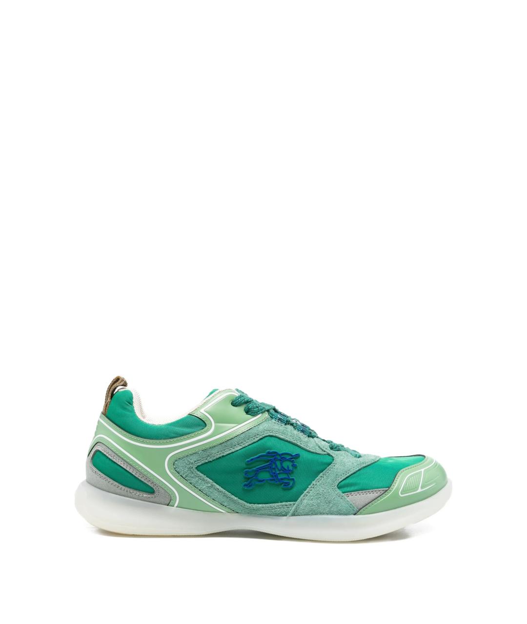 BURBERRY Зеленые текстильные низкие кроссовки / кеды, фото 1