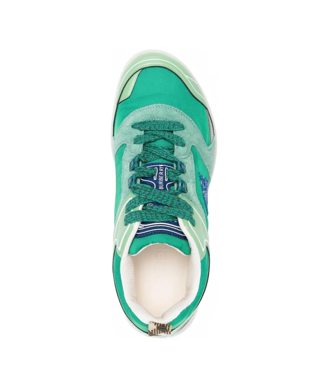 BURBERRY Зеленые текстильные низкие кроссовки / кеды, фото 4