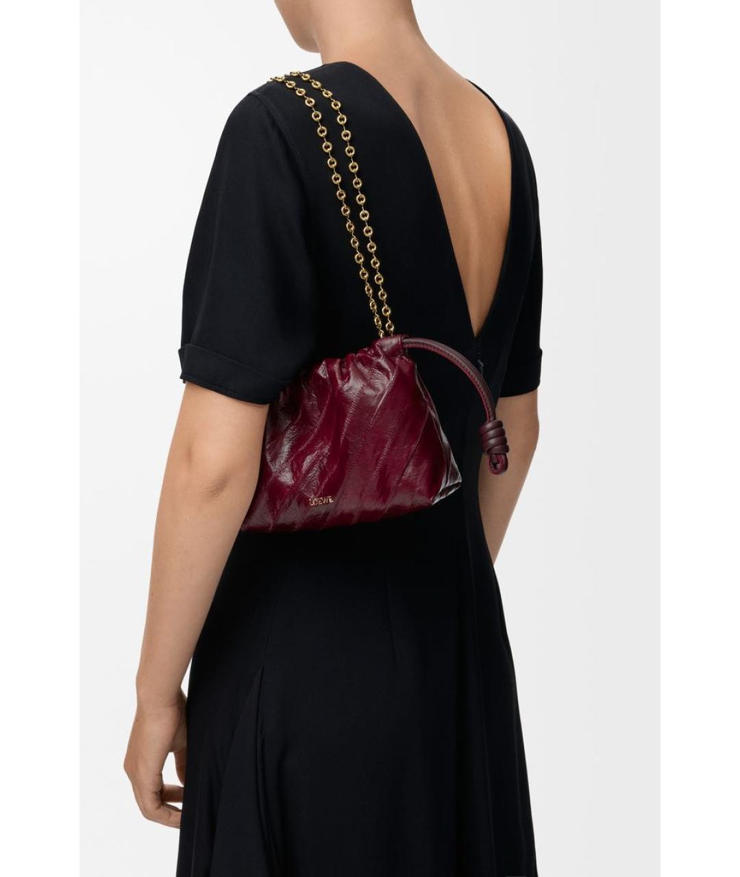 LOEWE Бордовая кожаная сумка через плечо, фото 3