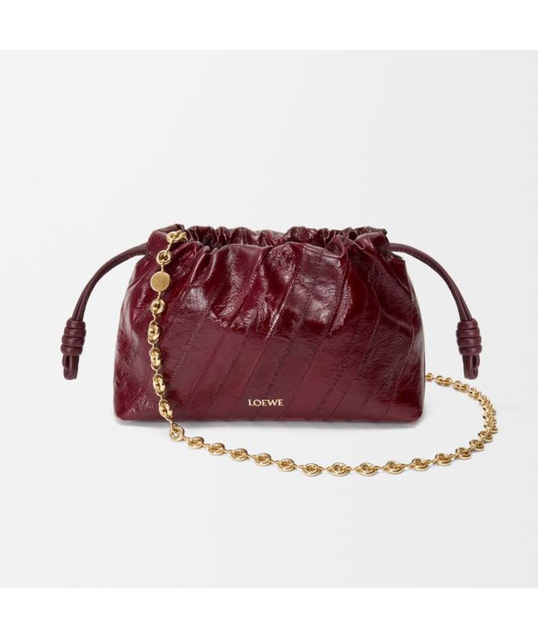 LOEWE Бордовая кожаная сумка через плечо, фото 6