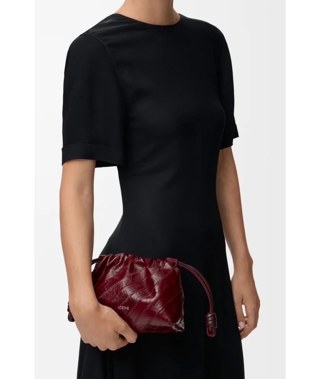 LOEWE Бордовая кожаная сумка через плечо, фото 2