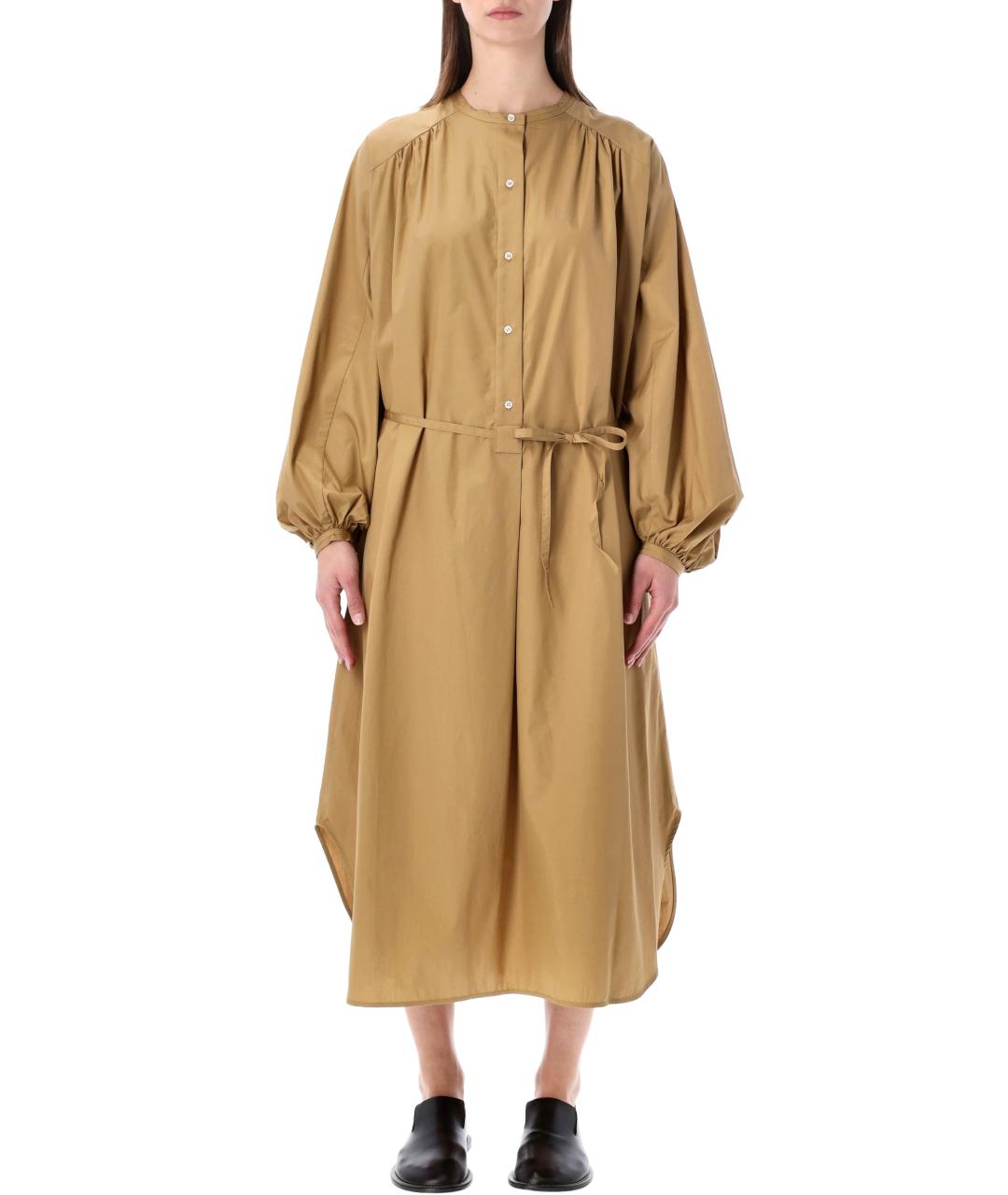 LOULOU STUDIO Бежевое хлопковое повседневное платье, фото 1