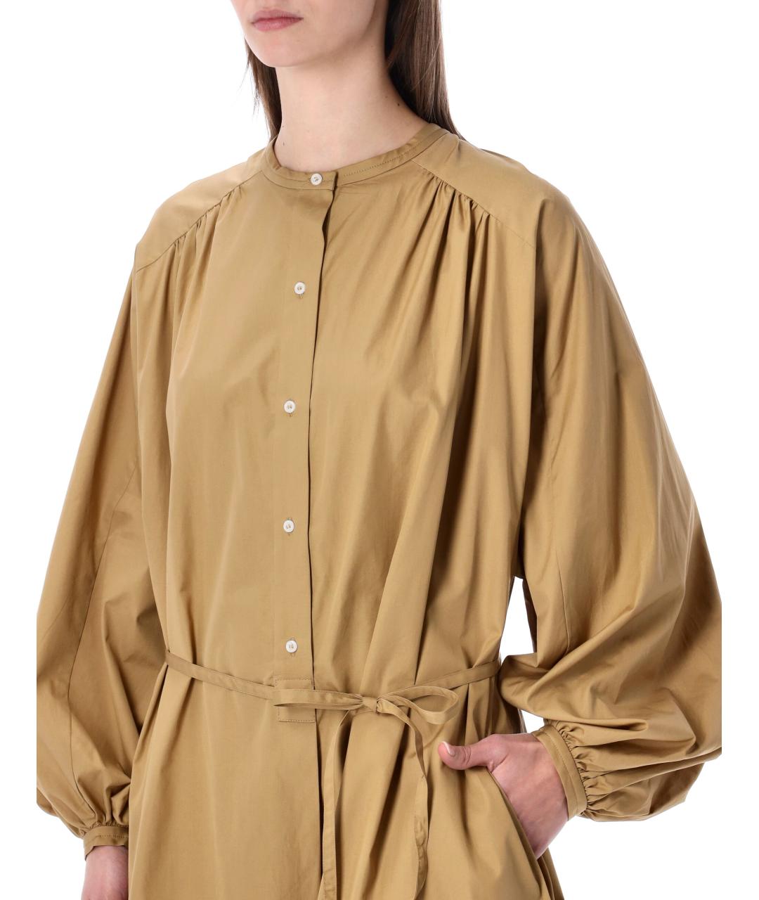 LOULOU STUDIO Бежевое хлопковое повседневное платье, фото 3