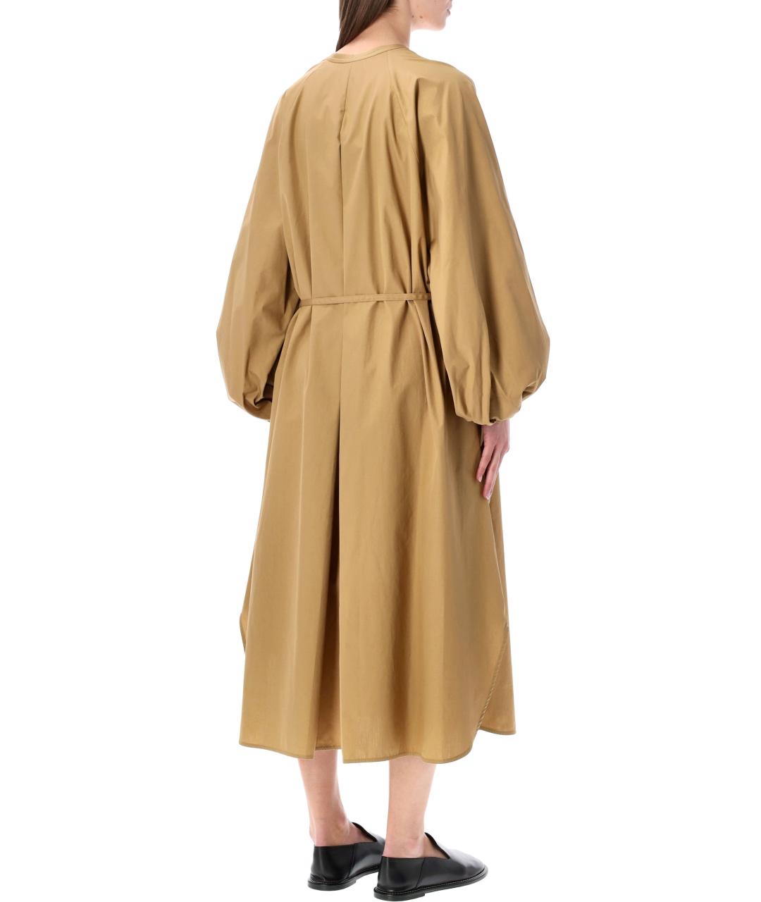 LOULOU STUDIO Бежевое хлопковое повседневное платье, фото 2