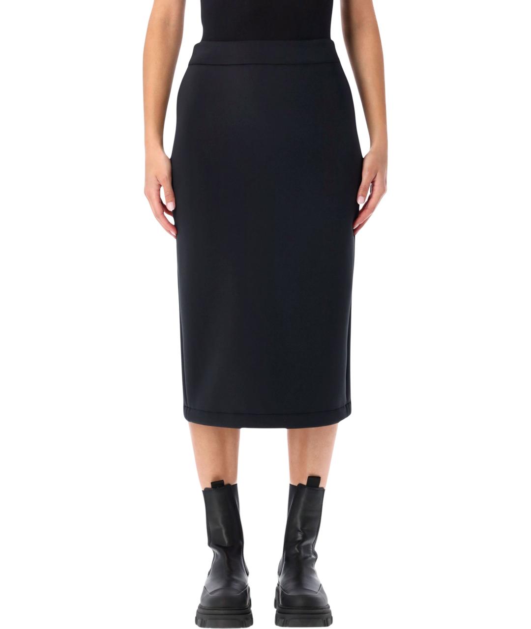 MONCLER Черная полиэстеровая юбка миди, фото 1